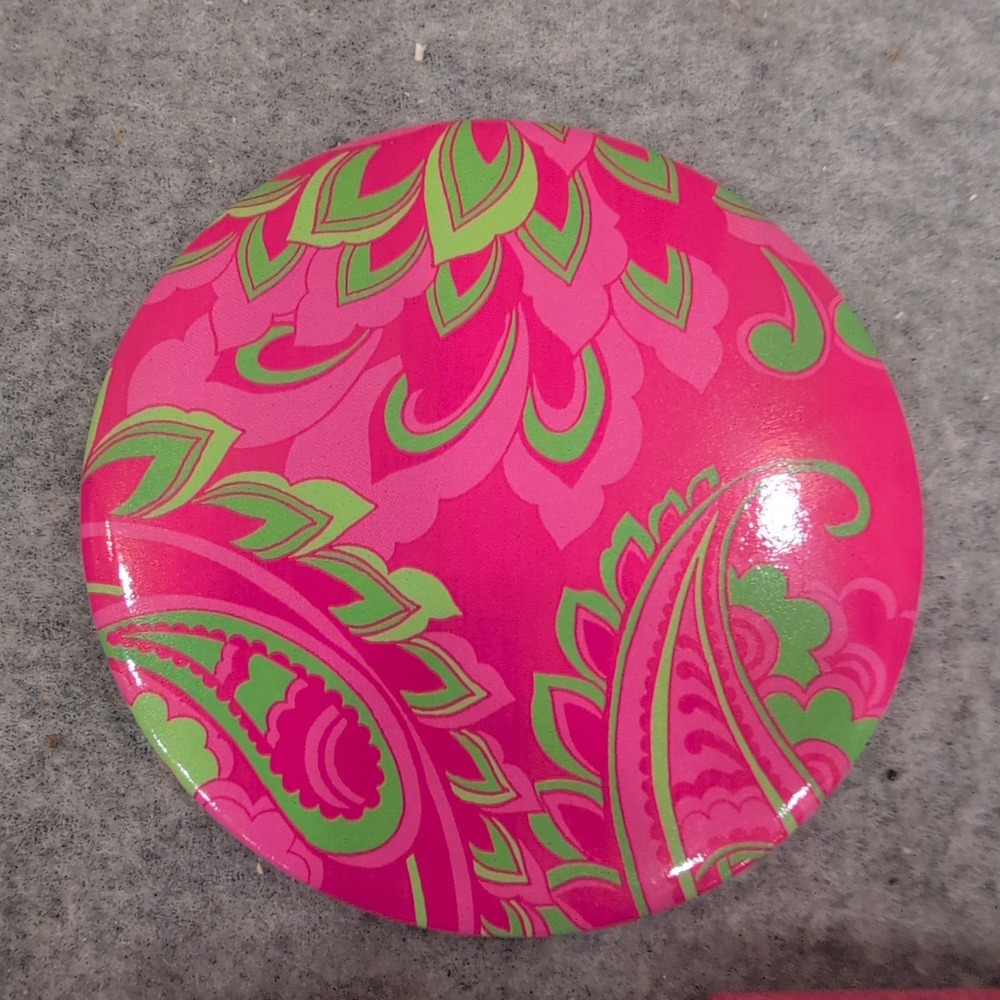 Delta‎ Zeta Sorority Pocket Mirror Set of 3 Pink Paisley with Felt Sleeves DZ - Picture 3 of 3